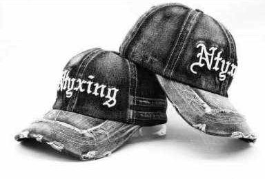 NTYXING Black Distressed Denim Cap