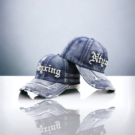 NTYXING Blue Jean Distressed Denim Cap