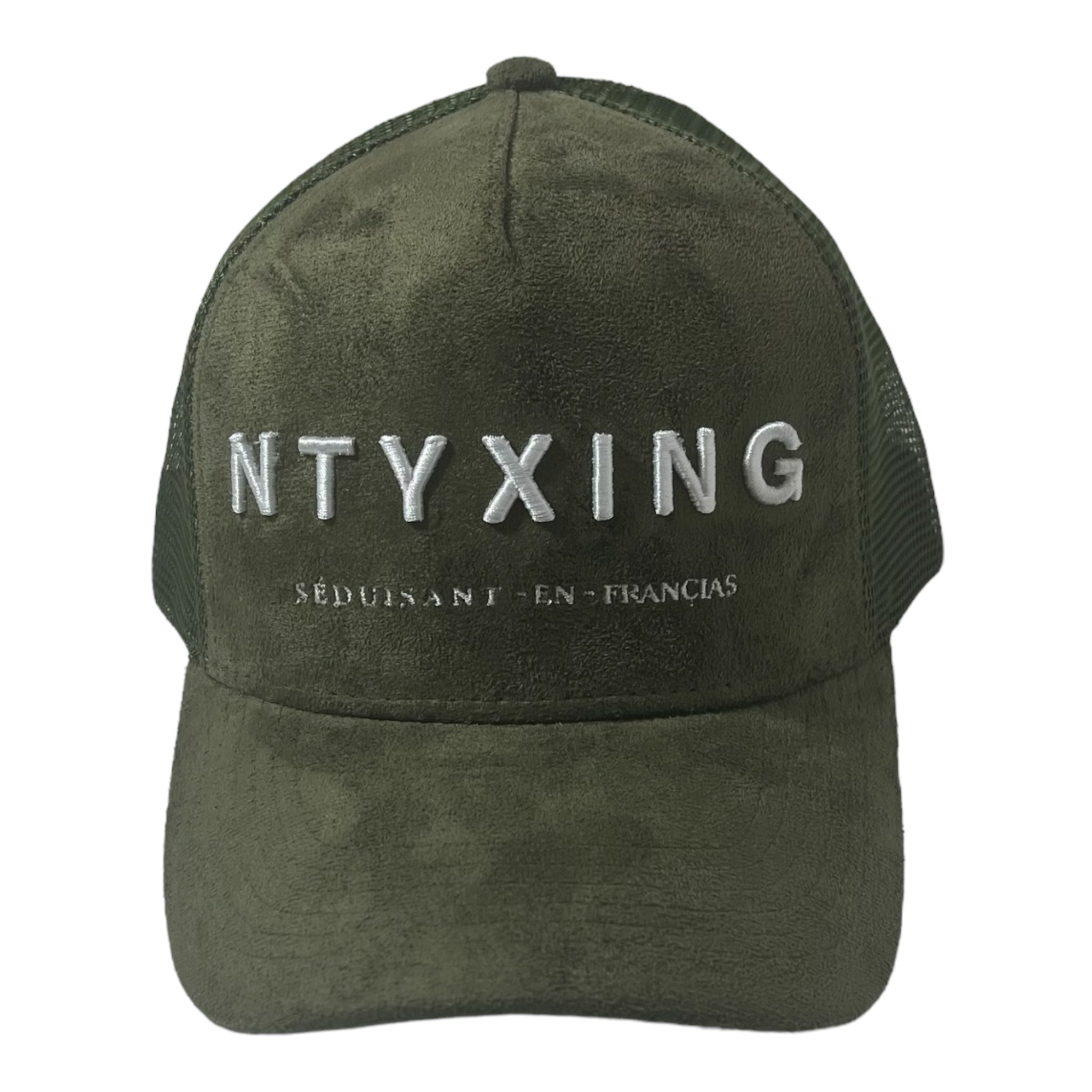 Olive Green Suede Trucker Hat