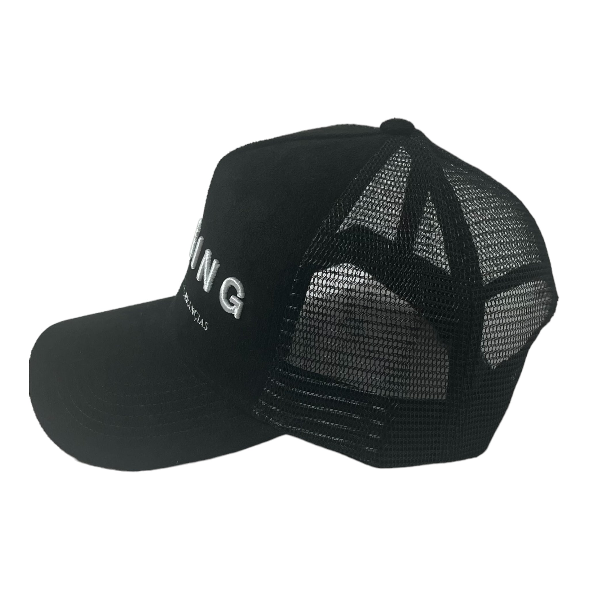 Black Suede Trucker Hat