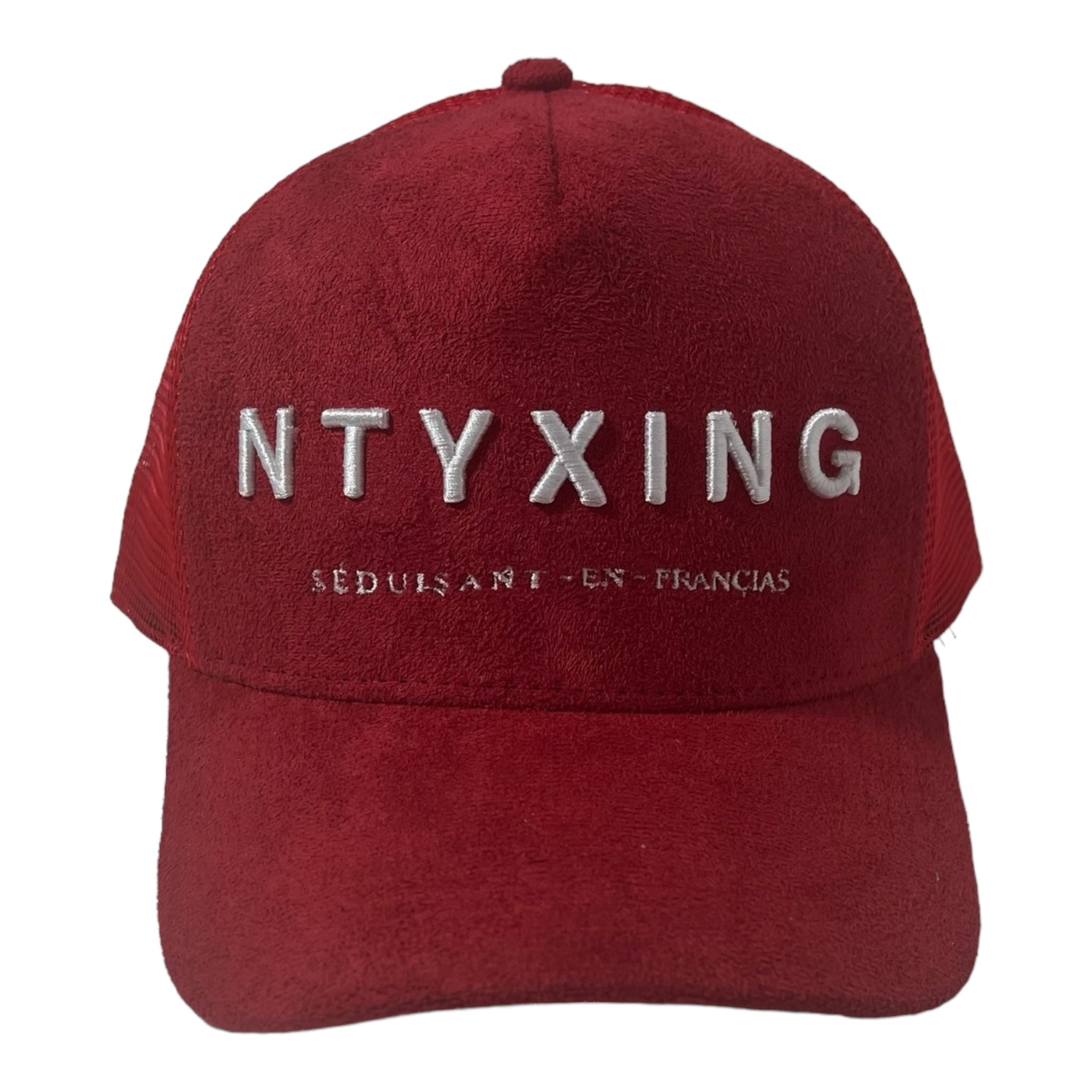 Cherry Red Suede Trucker Hat