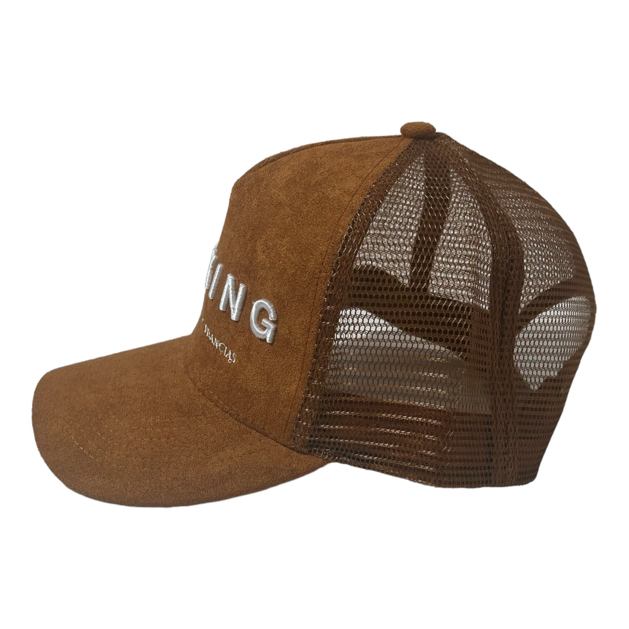 Coffee Brown Suede Trucker Hat