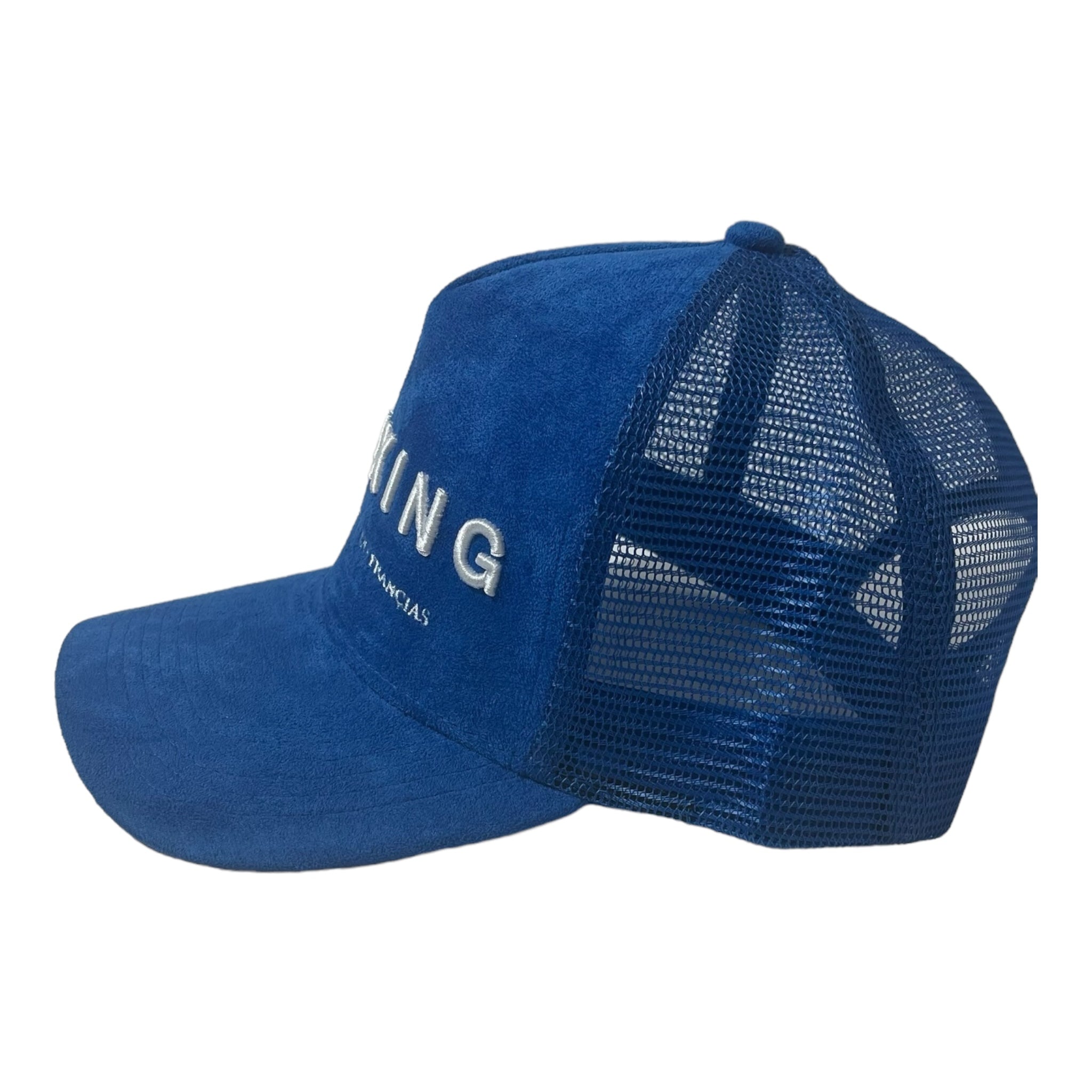 French Blue Suede Trucker Hat