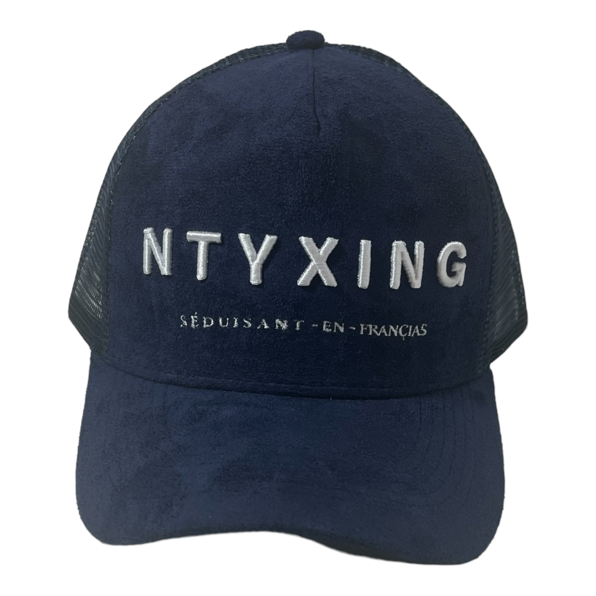 Navy Blue Suede Trucker Hat