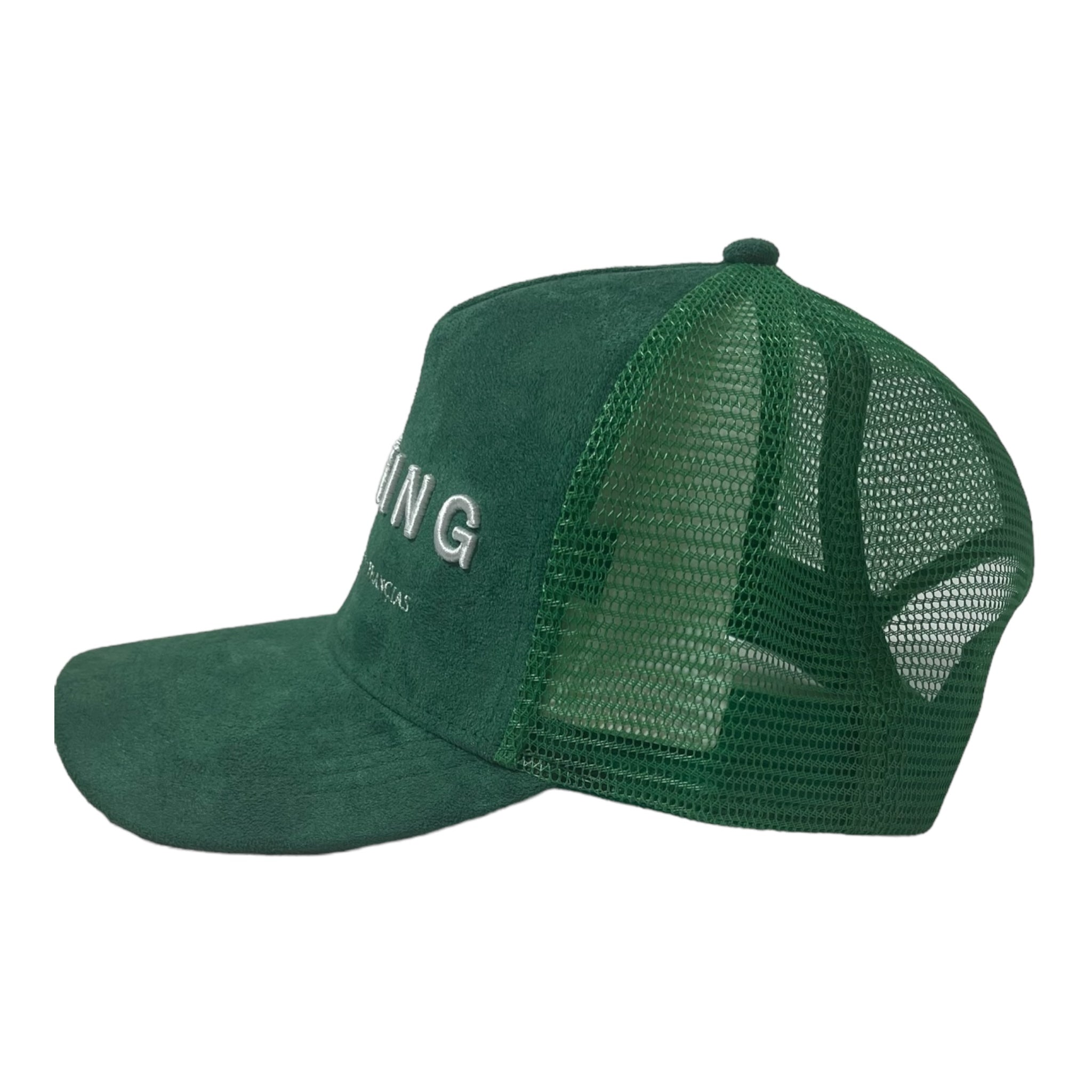 Serenity Green Suede Trucker Hat